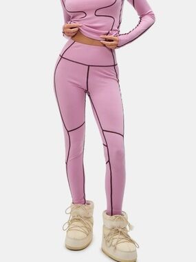 Midweight Pink Seam-Accent Leggings